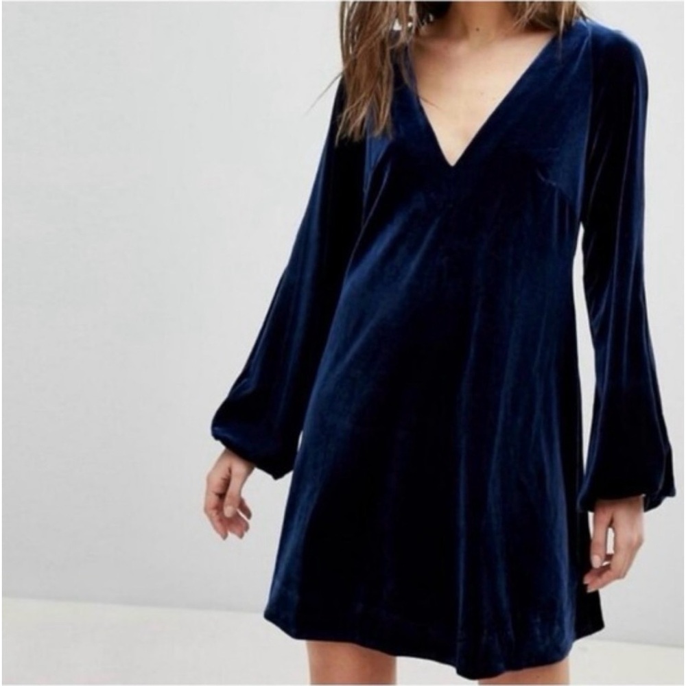 Free People Misha Velvet Mini Dress Navy S